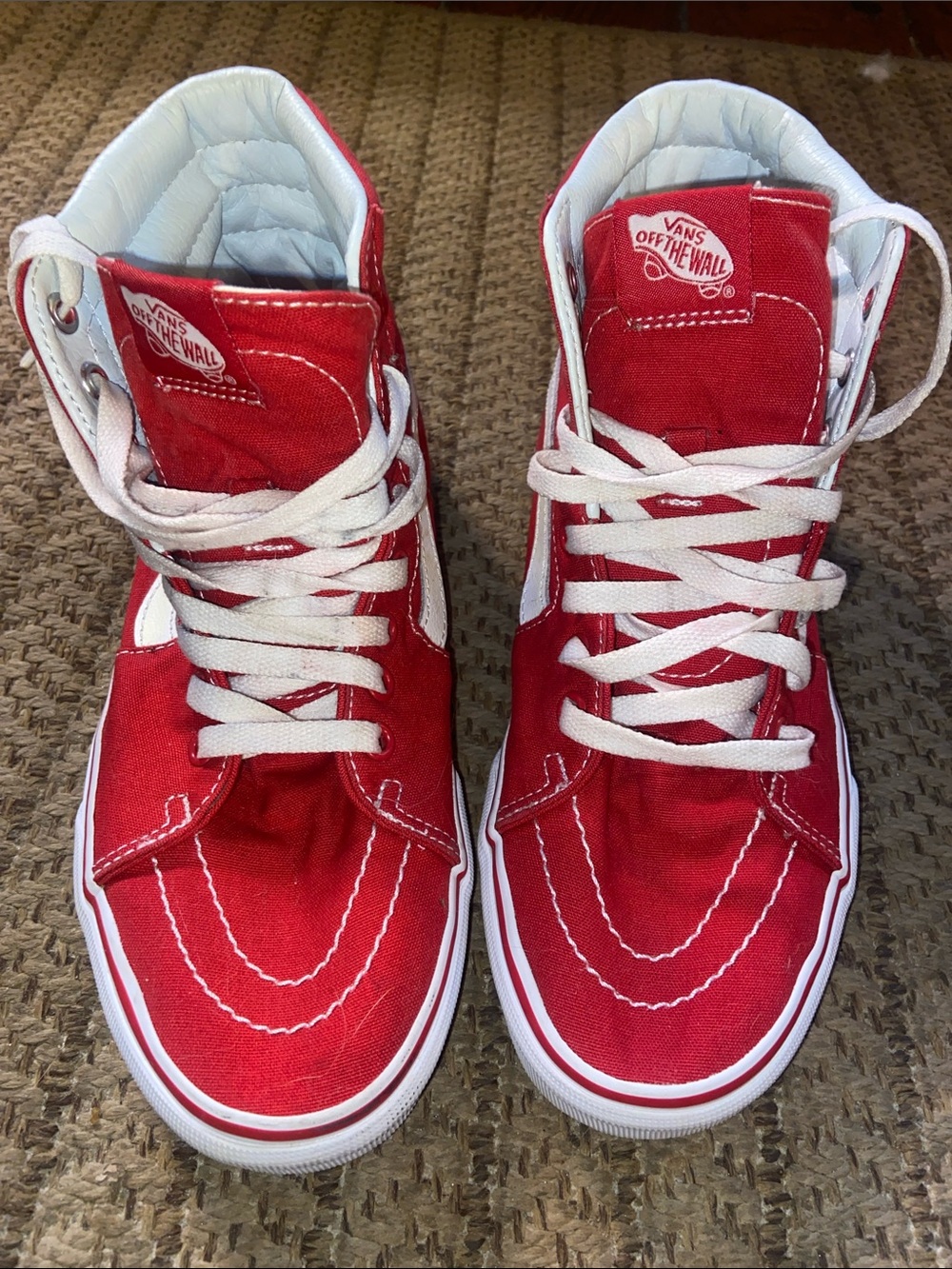 Vans Red High-Top Sneakers with White Details